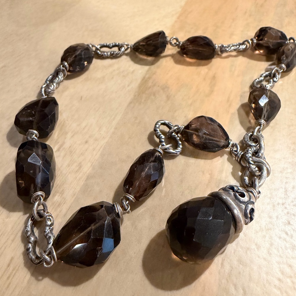 Stunning Alana Leigh Smokey Quartz 925 Silver Necklace